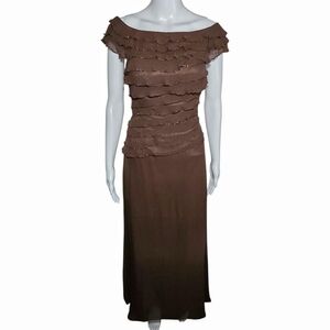 Deadstock Y2K Ruffle Beaded Silk Dress